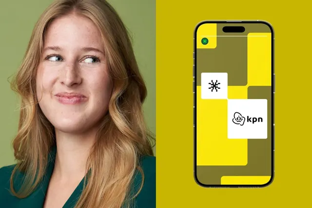 Portrait + app UI branding mockup, minimal, corporate-clean, warm