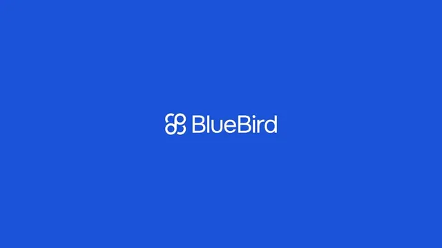 BlueBird logo, minimal, geometric, light