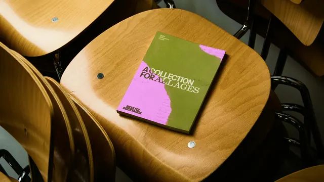 Bristol Dockyards education guide on a school chair, photographic, editorial, warm