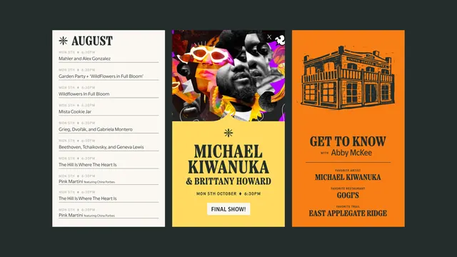 Britt festival vertical screen templates, editorial, typographic, dark