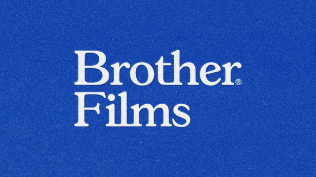 Brother Films stacked serif wordmark on blue, minimal, typographic, cool