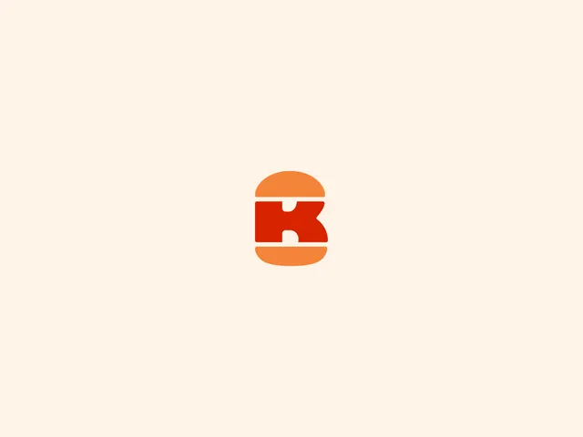 Burger King bun and K symbol, minimal, flat, warm