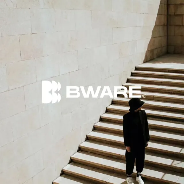 Bware logo, geometric, minimal, light