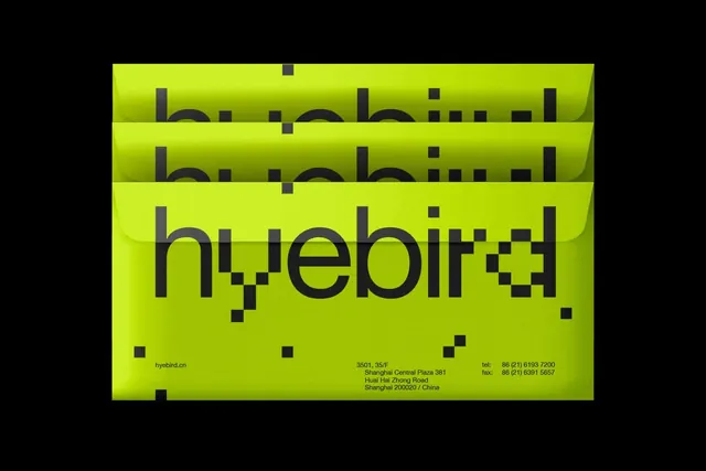 Neon stationery system with offset layers, minimal, corporate-clean, dark