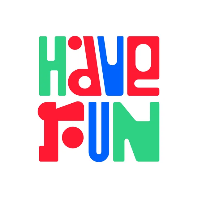 Have Fun stacked wordmark, playful, geometric, vibrant