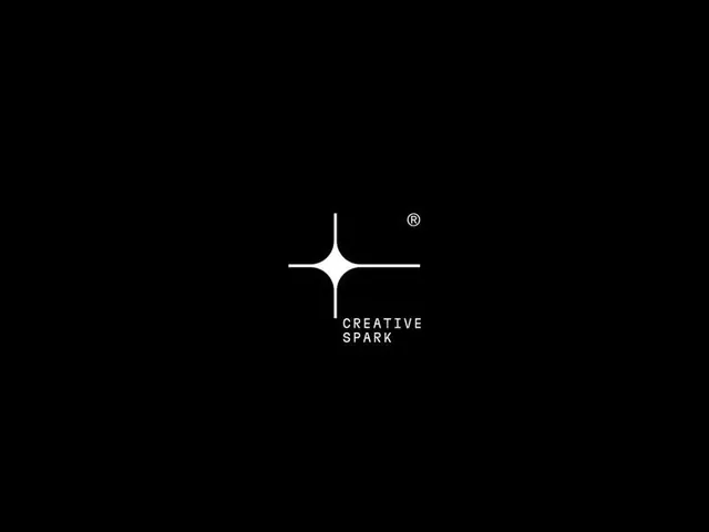 Creative Spark: Four-pointed star logo, minimal, geometric, dark