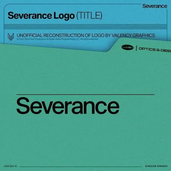 Severance brand identity system specimen, minimal, corporate-clean, cool