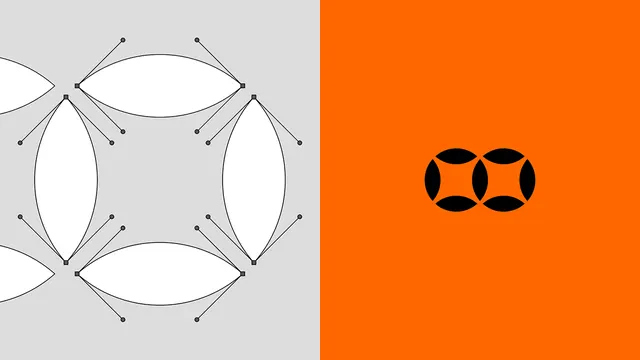 Split-panel geometric system mark, minimal, geometric, warm