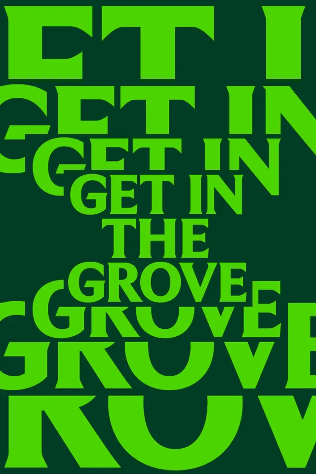 Neon lime condensed display type, dark-mode, gradient-heavy, dark