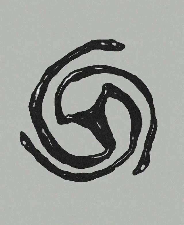 Coiled serpent line-art icon, abstract, line-art, dark