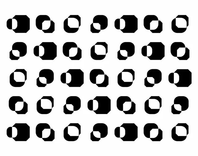 Modular black-white geometric shape system, geometric, abstract, dark