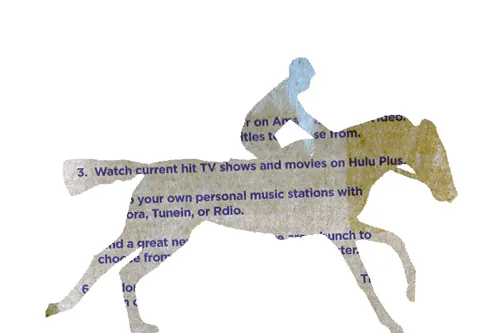 Horse and rider silhouette with text overlay, minimal, monochrome, dark
