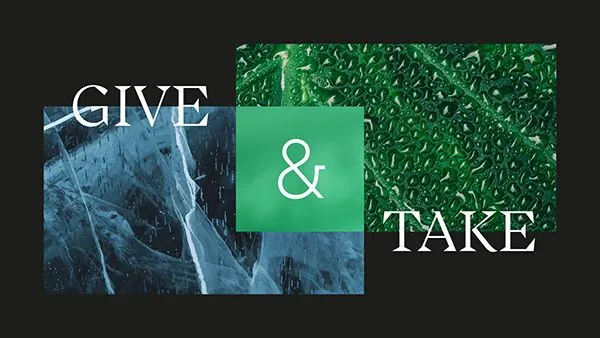 GIVE & TAKE split composition type specimen, minimal, abstract, dark
