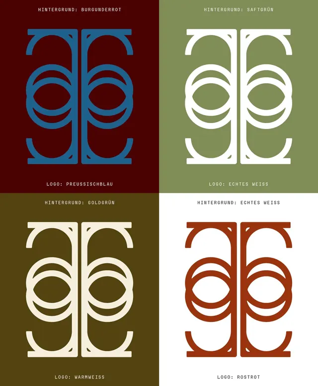 Geometric abstract letter mark, four color systems, minimal, geometric, dark