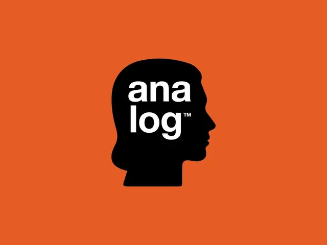 Analog head silhouette logo on bright orange, minimal, monochrome, warm