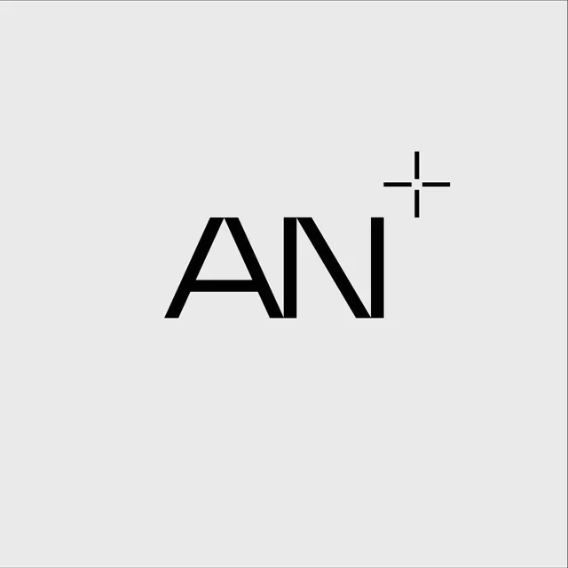 Geometric AN monogram with plus accent, minimal, geometric, light
