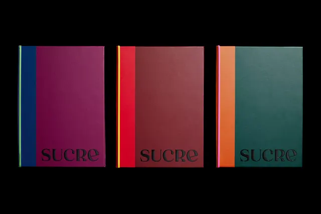 Three-panel color-blocked type specimen with contrasting hues, editorial, minimal, vibrant