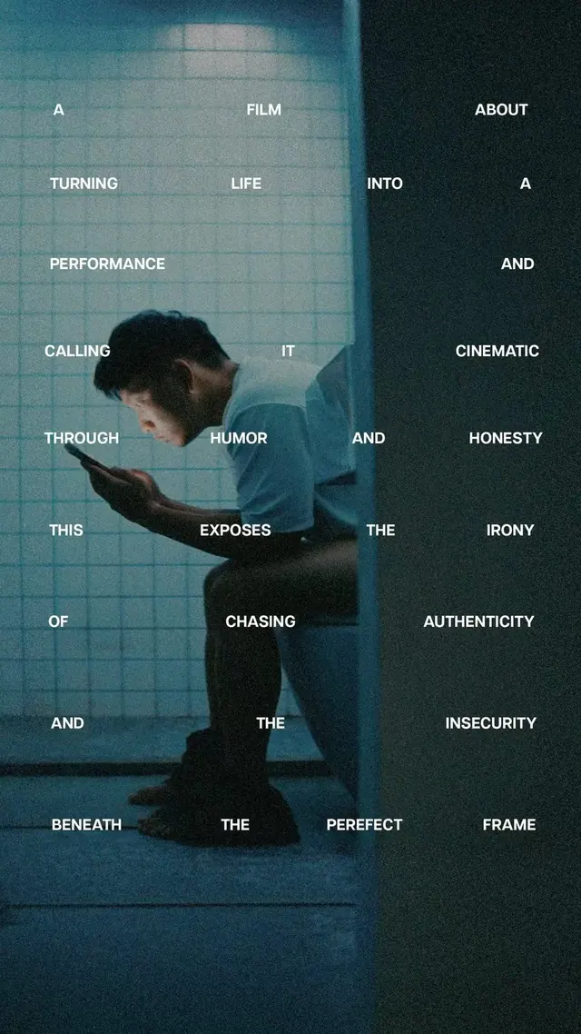 Typographic film poster with figure and grid, minimal, abstract, light