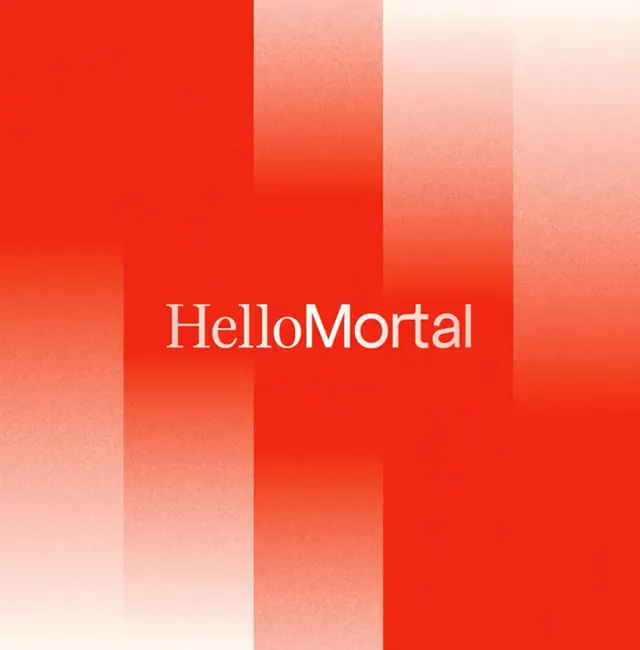 HelloMortal gradient striped identity, gradient-heavy, geometric, warm