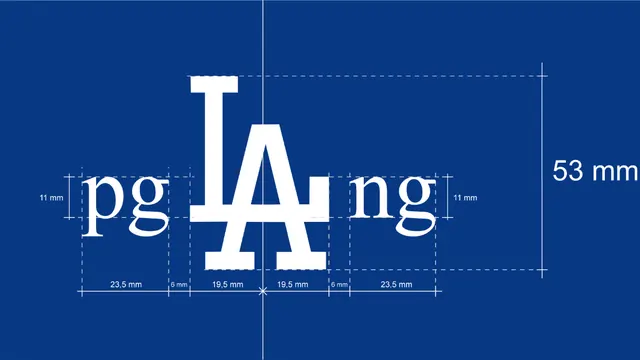 Technical logo specification with measurement grid, minimal, technical, light