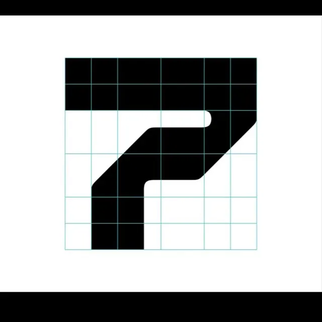 Gridded geometric logo mark, minimal, geometric, dark
