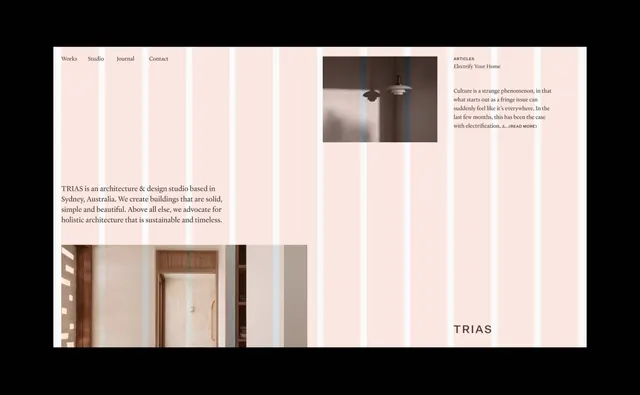 TRIAS architecture studio portfolio website, minimal, corporate-clean, light