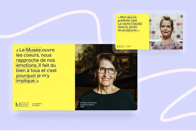 Musée des Beaux-Arts Montreal testimonial layout, minimal, editorial, vibrant