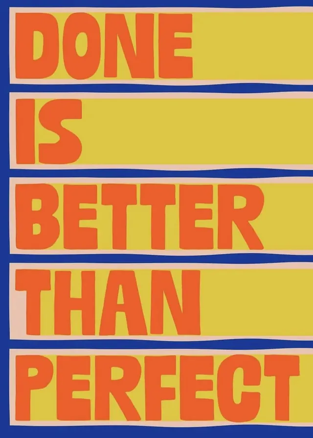 Stacked motivational type with alternating color bands, minimal, retro, warm