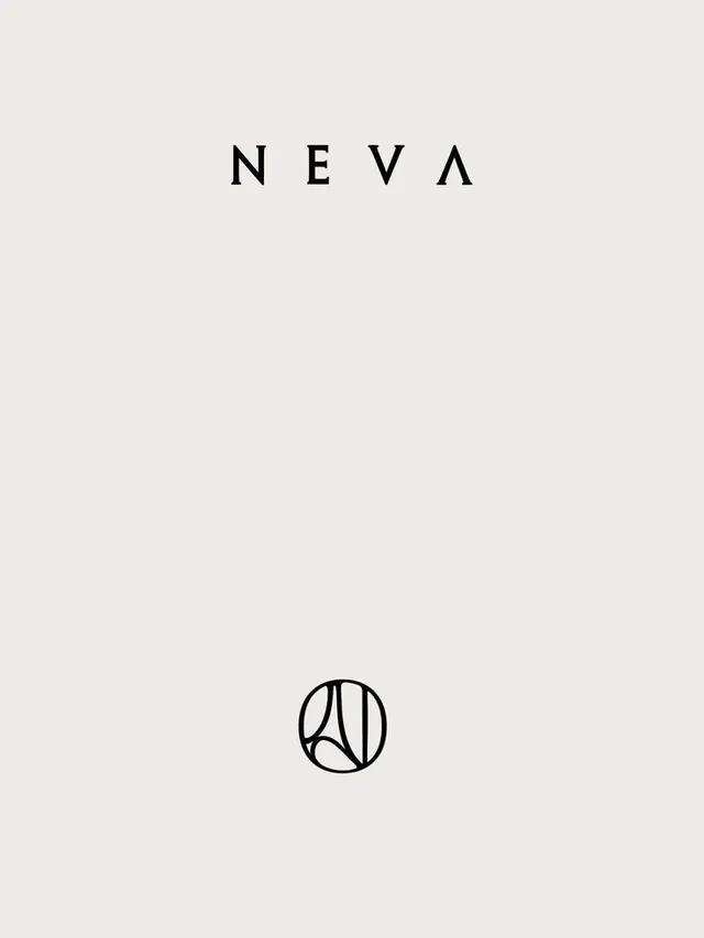 NEVA wordmark with geometric mark, minimal, geometric, light