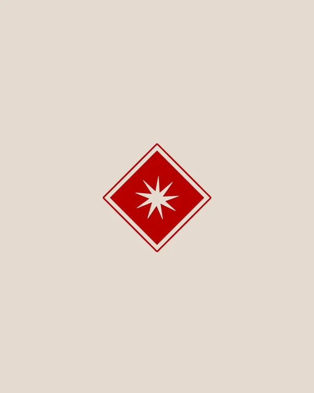 Red and cream geometric star emblem, geometric, minimal, light