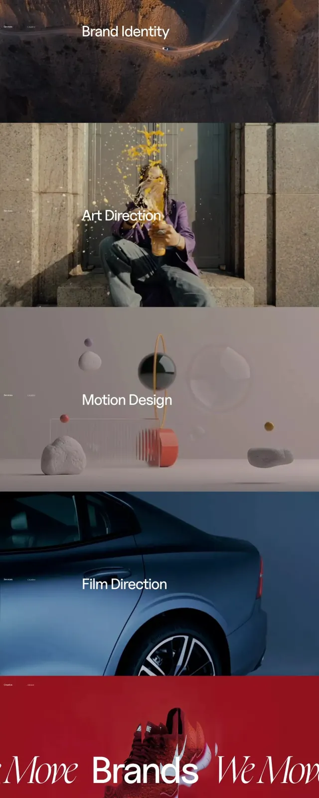 Move Folio: multi-discipline portfolio brand guide, editorial, corporate-clean, dark