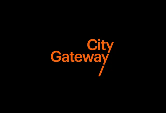City Gateway stacked wordmark, minimal, corporate-clean, vibrant