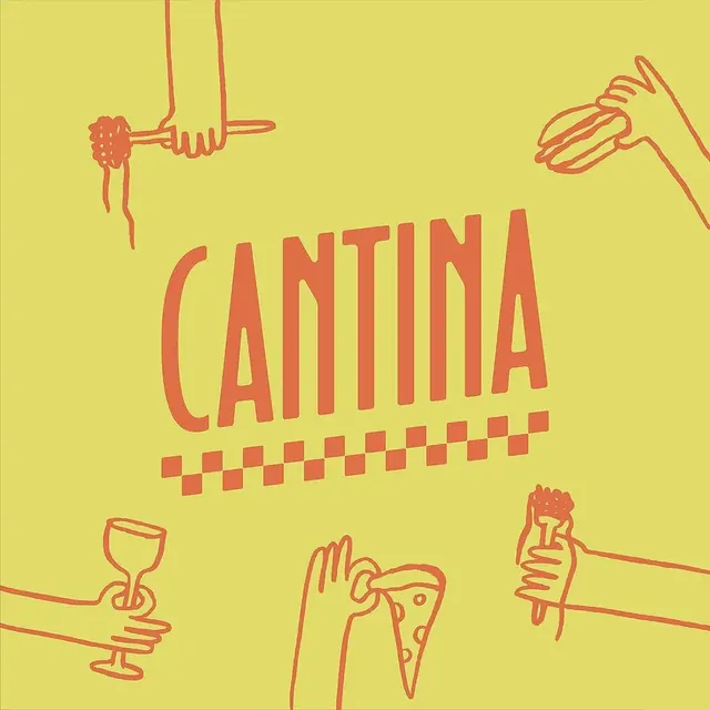 Cantina logo, line-art, warm