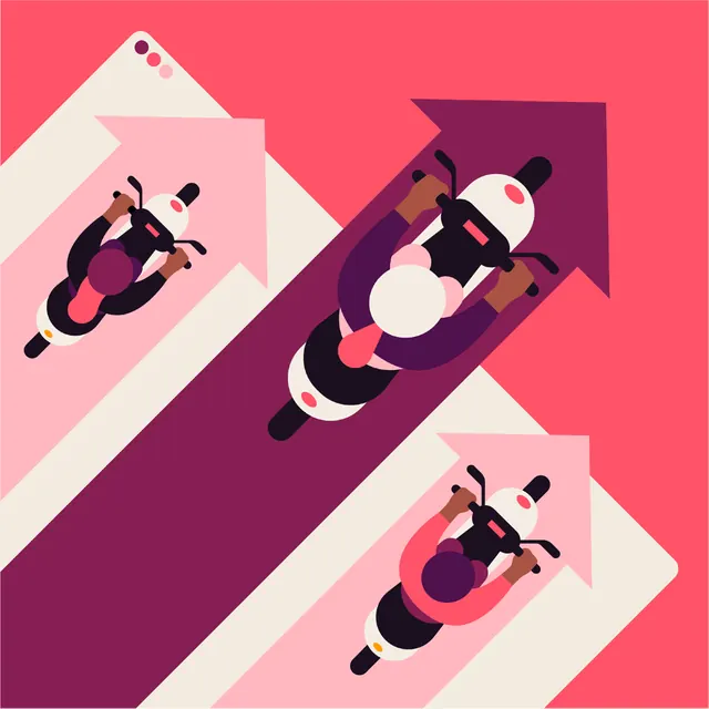 Diagonal motion figures with flat color, flat, minimal, dark