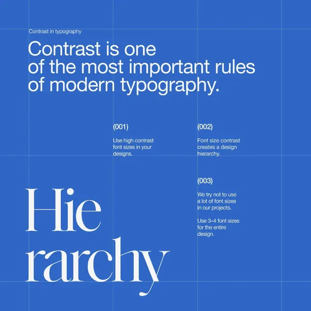 Typography rules guide: contrast in modern type, minimal, geometric, cool