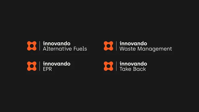 Innovando corporate sub-brand system with modular mark, minimal, corporate-clean, dark