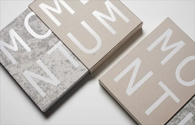 Kraft packaging with bold sans-serif wordmarks, minimal, photographic, light