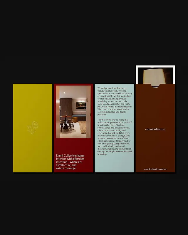 Emmi Collective interiors branding suite, editorial, minimal, warm