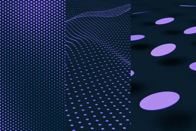 Gradient dot texture and floating ellipse illustration, abstract, geometric, dark