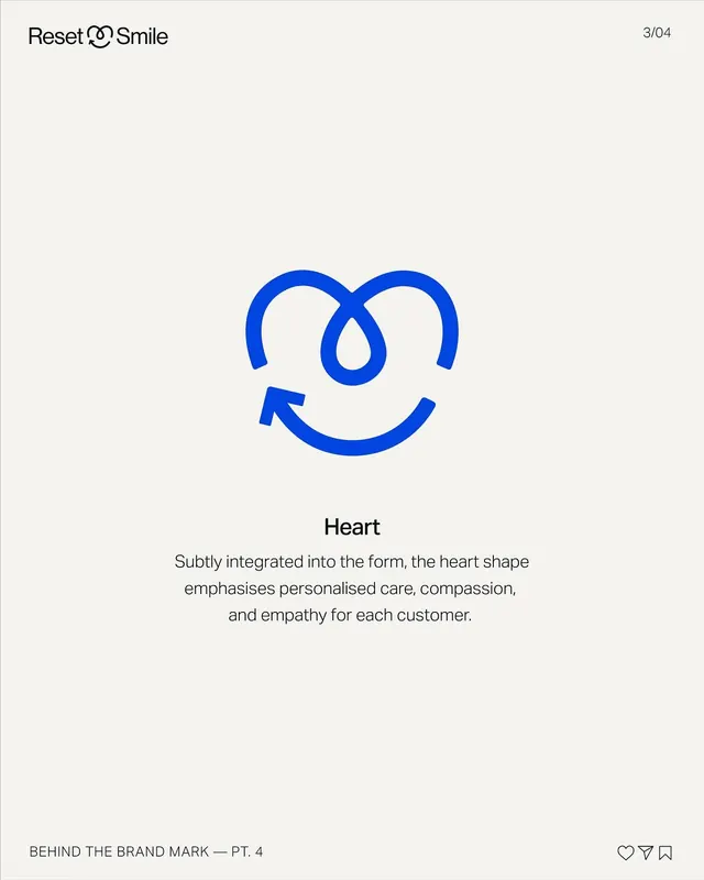Reset Smile: integrated heart-smiley healthcare logo, minimal, line-art, light