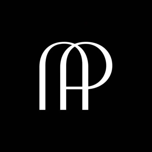 AP geometric monogram, minimal, geometric, dark
