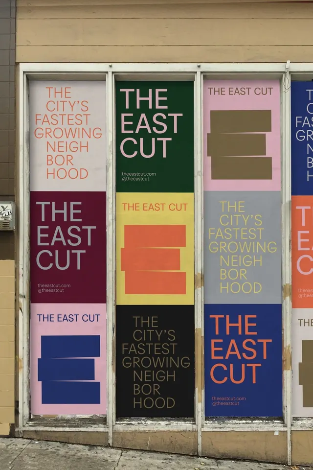 The East Cut neighborhood identity posters, minimal, geometric, muted