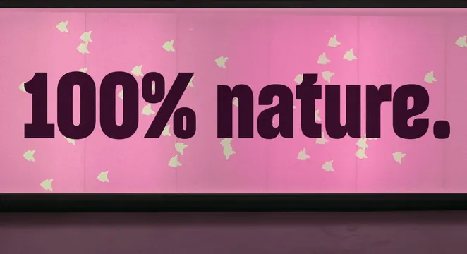 Chester Zoo 100% nature light panel, typographic, flat, vibrant