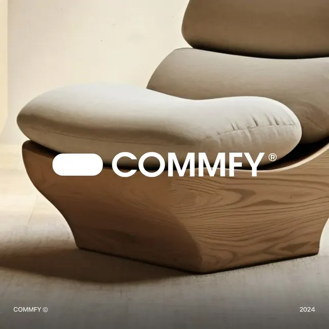 Commfy logo, geometric, minimal, light