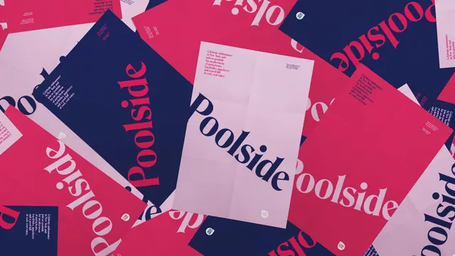 Poolside Wordmark Identity System, maximalist, geometric, high-contrast