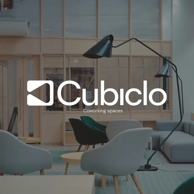 Cubiclo logo, geometric, minimal, light