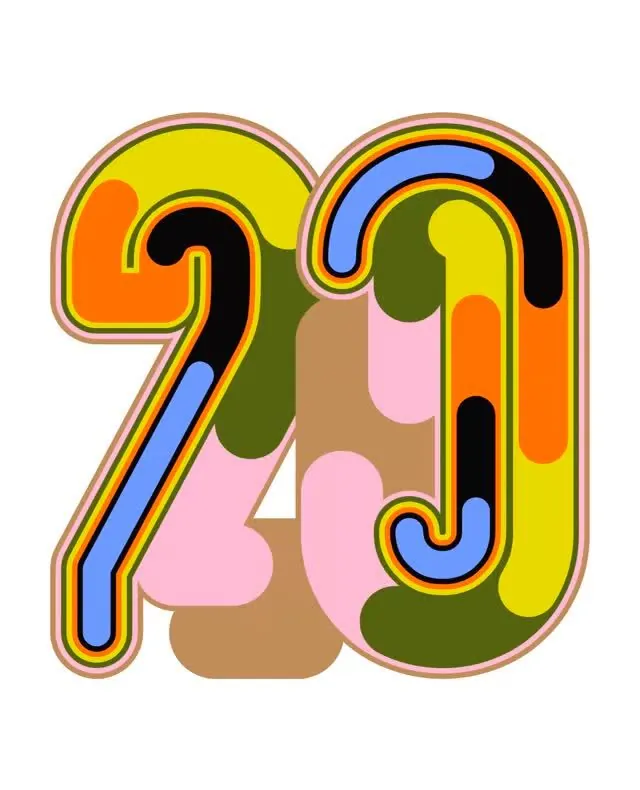 Colorful layered number 20, playful, retro, vibrant