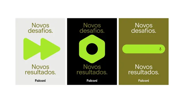 Falcon brand identity three-part logo system, minimal, flat, vibrant