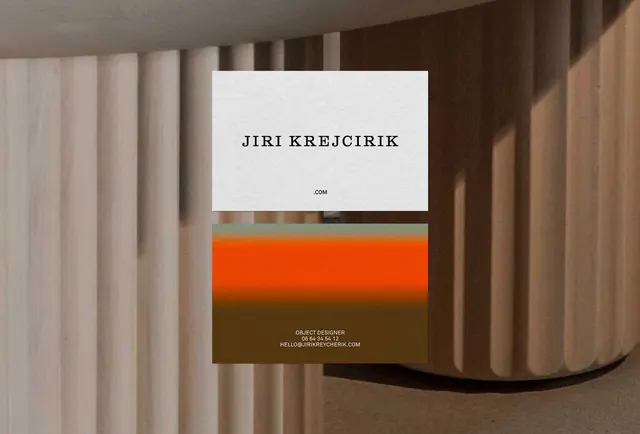 Jiri Krejcirik designer business card and collateral, minimal, corporate-clean, light