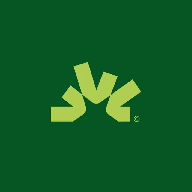 Abstract hands and growth symbol in green, minimal, geometric, dark